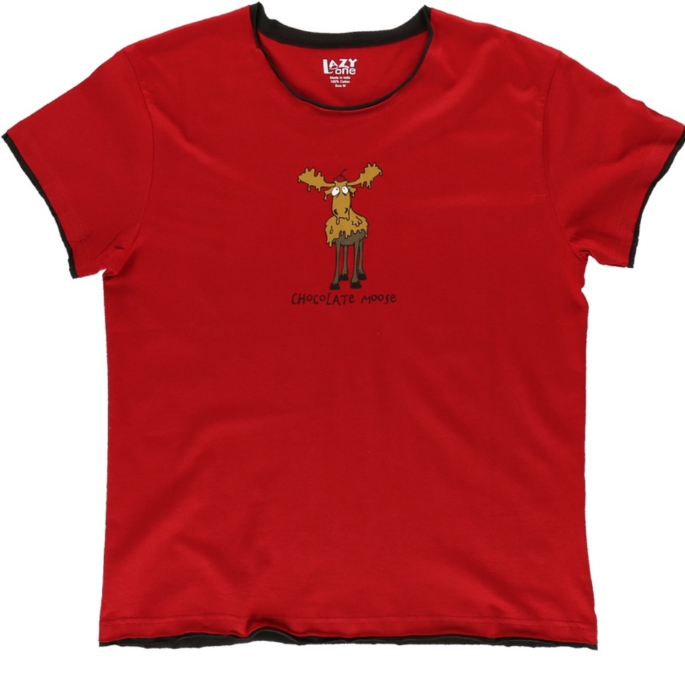 NWT Lazy One Chocolate Moose T Shirt Women's XL